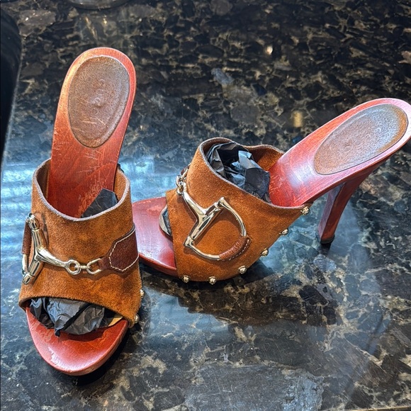 Brown Suede Women's Heeled Mules - Picture 1 of 16